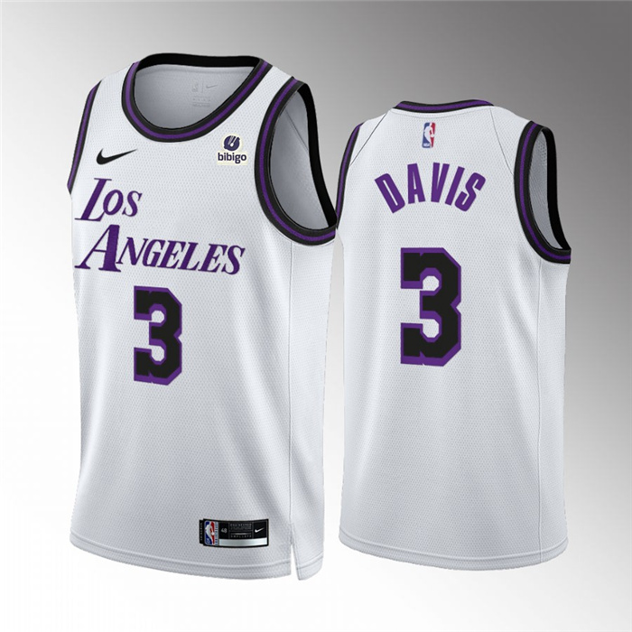 Personalized Men’s Los Angeles Lakers #3 Anthony Davis White City Edition Stitched Basketball Jersey