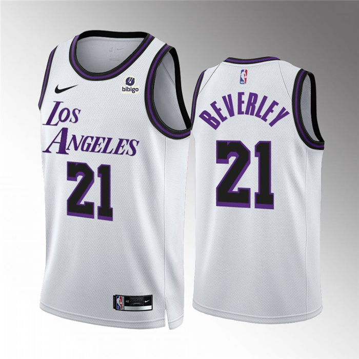 Personalized Men’s Los Angeles Lakers #21 Patrick Beverley White City Edition Stitched Basketball Jersey