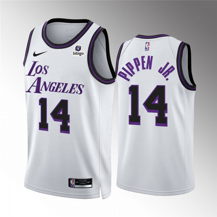 Personalized Men’s Los Angeles Lakers #14 Scottie Pippen Jr. White City Edition Stitched Basketball Jersey