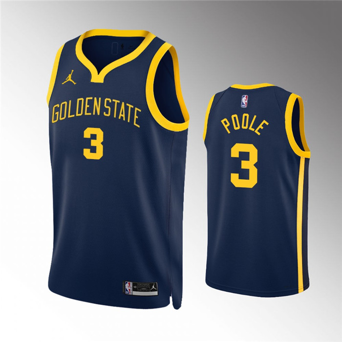 Personalized Men’s Golden State Warriors #3 Jordan Poole Navy Statement EditionStitched Jersey