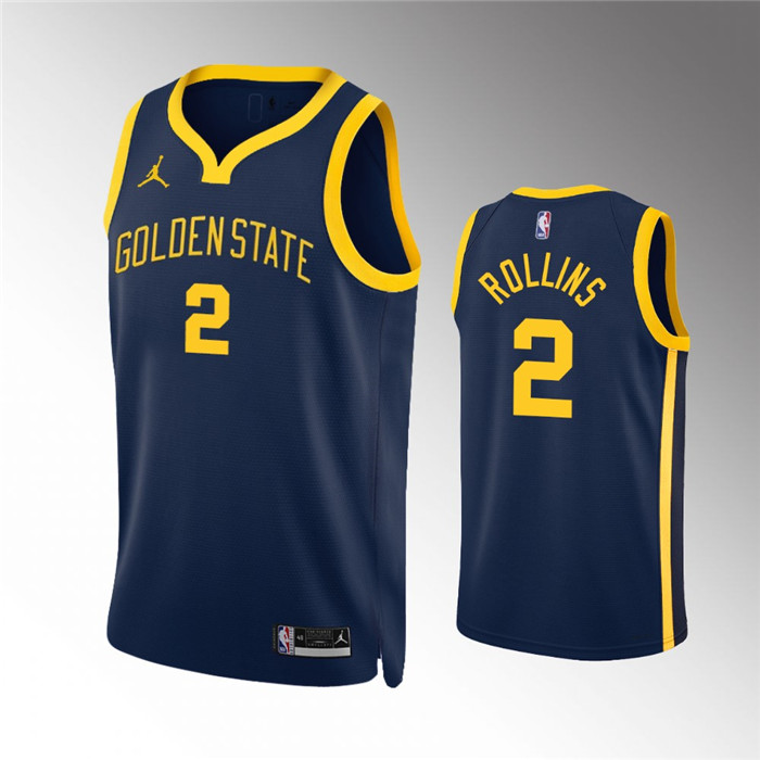 Personalized Men’s Golden State Warriors #2 Ryan Rollins Navy Statement Edition Stitched Jersey