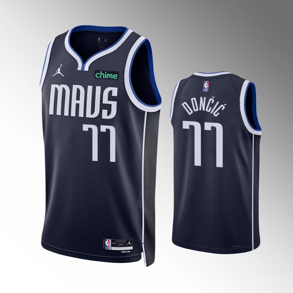 Personalized Men’s Dallas Mavericks #77 Luka Doncic Navy Statement Edition Stitched Basketball Jersey