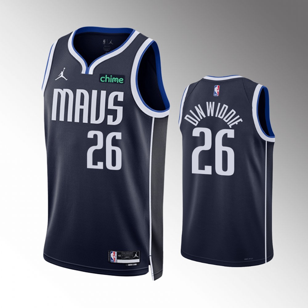 Personalized Men’s Dallas Mavericks #26 Spencer Dinwiddie Navy Statement Edition Stitched Basketball Jersey