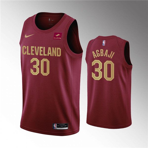 Personalized Men’s Cleveland Cavaliers #30 Ochai Agbaji Wine Icon Edition Stitched Basketball Jersey