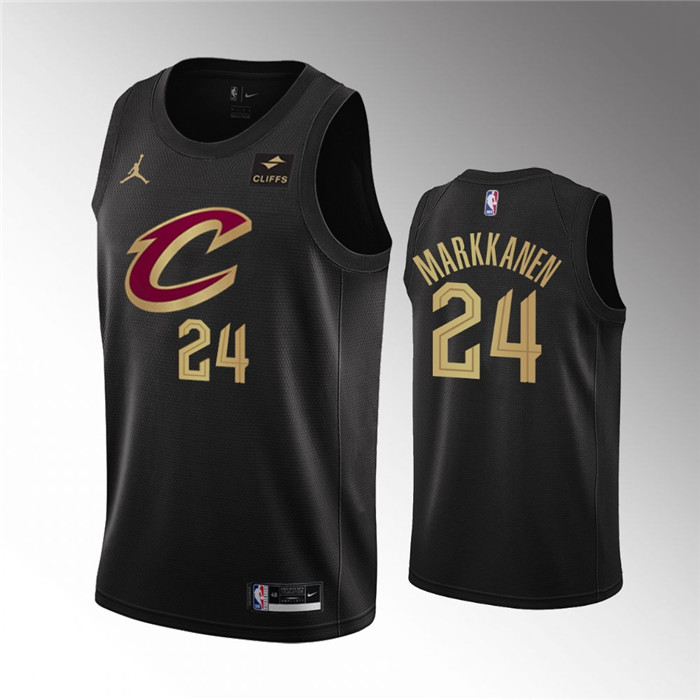Personalized Men’s Cleveland Cavaliers #24 Lauri Markkanen Black Statement Edition Stitched Basketball Jersey