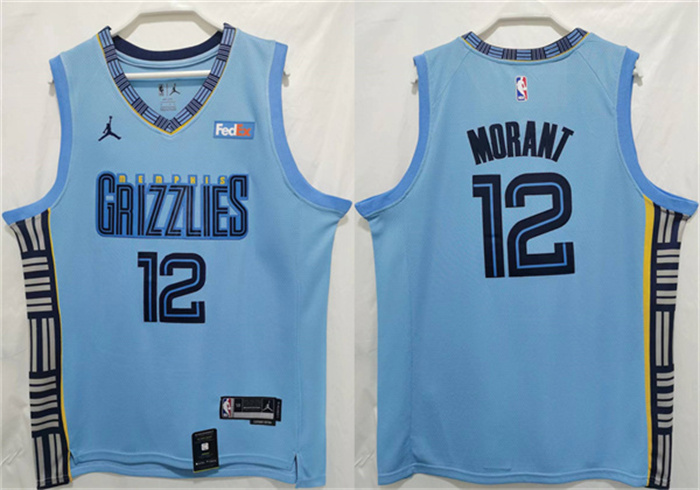 Personalized Men’s Memphis Grizzlies #12 Ja Morant Blue Stitched Jersey