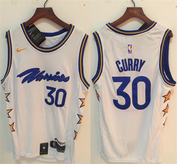 Personalized Men’s Golden State Warriors #30 Stephen Curry White Stitched Jersey