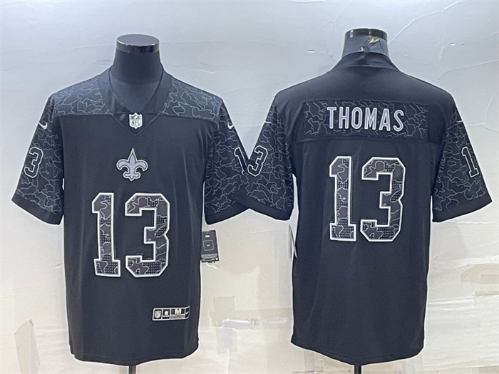 Personalized Men’s New Orleans Saints #13 Michael Thomas Black Reflective Limited Stitched Football Jersey