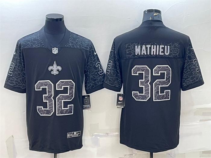 Personalized Men’s New Orleans Saints #32 Tyrann Mathieu Black Reflective Limited Stitched Football Jersey