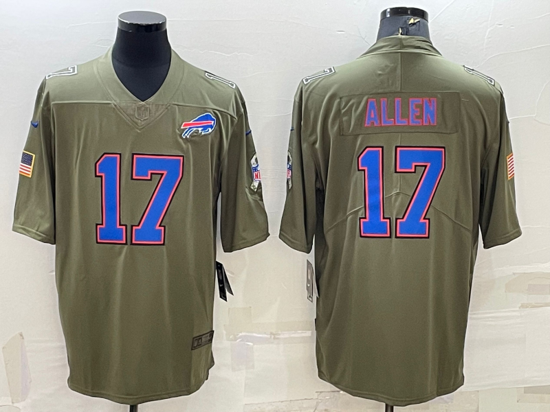Personalized Men’s Buffalo Bills #17 Josh Allen Olive Salute To Service Limited Stitched Jersey