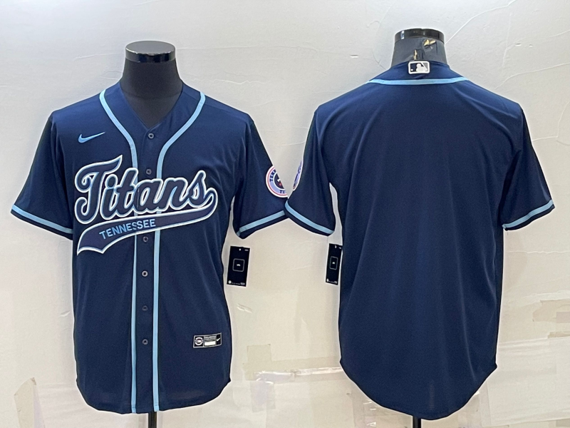 Personalized Men’s Tennessee Titans Blank Navy With Patch Cool Base Stitched Baseball Jersey