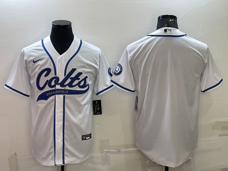 Personalized Men’s Indianapolis Colts Blank White Cool Base Stitched Baseball Jersey