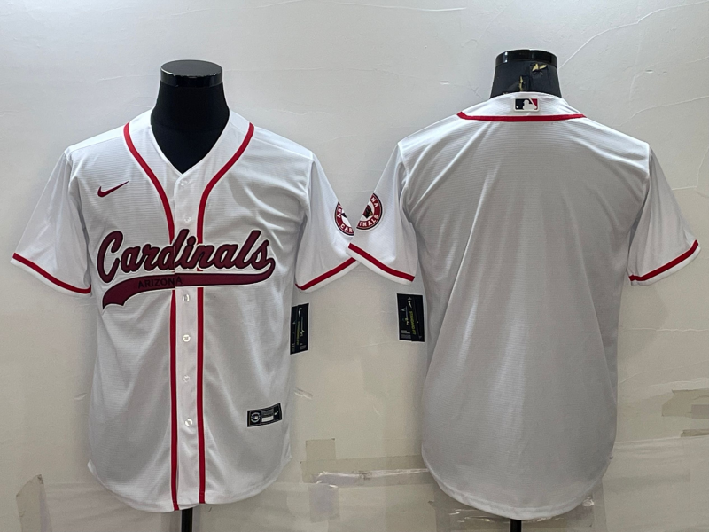 Personalized Men’s Arizona Cardinals Blank White With Patch Cool Base Stitched Baseball Jersey