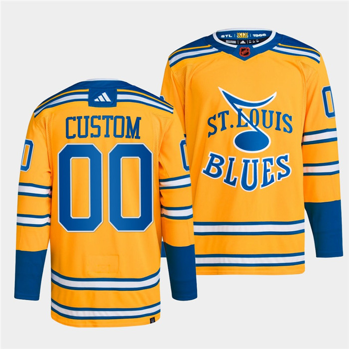 Personalized Men’s St. Louis Blues Yellow 2022-23 Reverse Retro Stitched Jersey