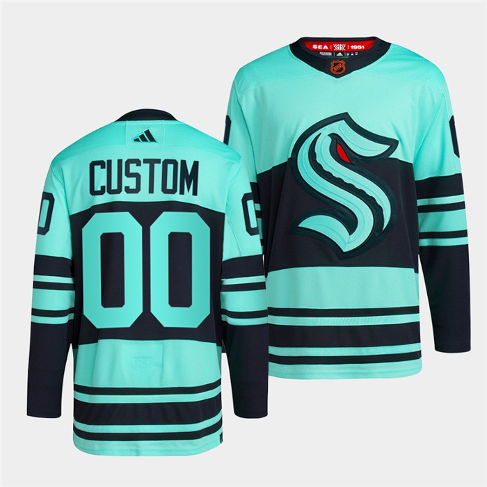 Personalized Men’s Seattle Kraken Ice Blue 2022-23 Reverse Retro Stitched Jersey