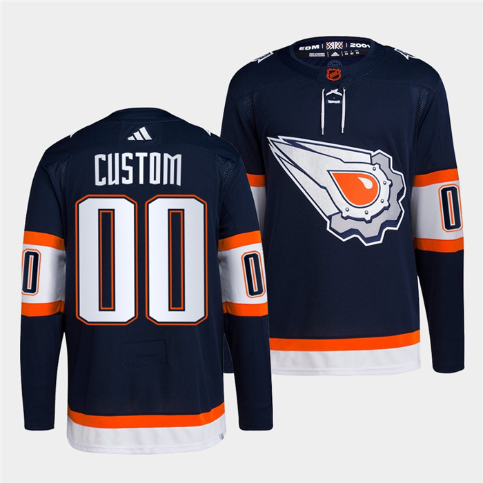 Personalized Men’s Edmonton Oilers Navy 2022-23 Reverse Retro Stitched Jersey