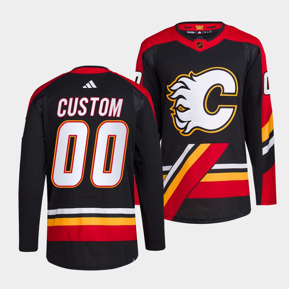 Personalized Men’s Calgary Flames Black 2022-23 Reverse Retro Stitched Jersey