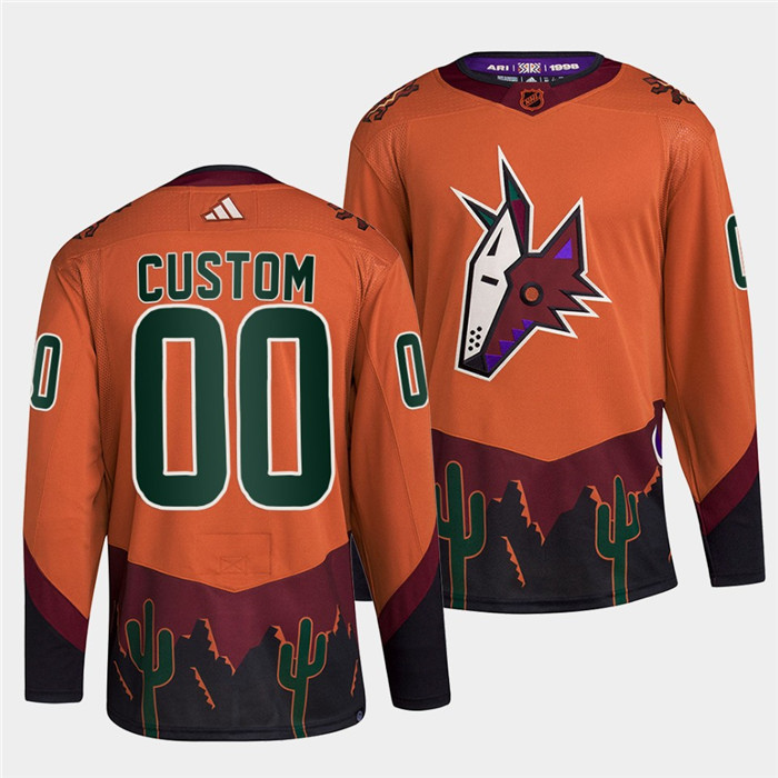 Personalized Men’s Arizona Coyotes Orange 2022-23 Reverse Retro Stitched Jersey