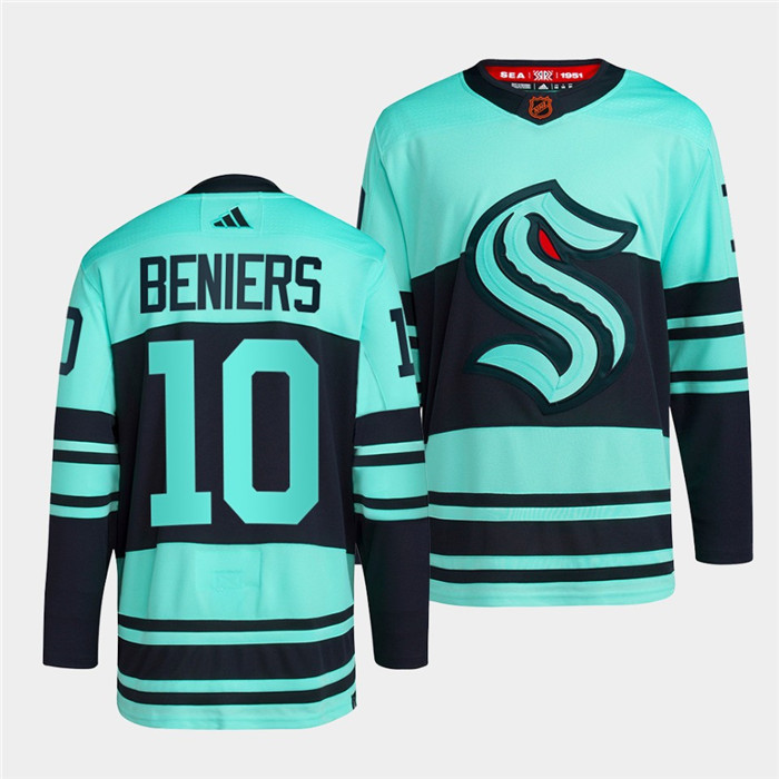 Personalized Men’s Seattle Kraken #10 Matty Beniers Ice Blue 2022-23 Reverse Retro Stitched Jersey
