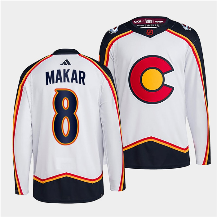 Personalized Men’s Colorado Avalanche #8 Cale Makar 2022-23 White Reverse Retro Stitched Jersey