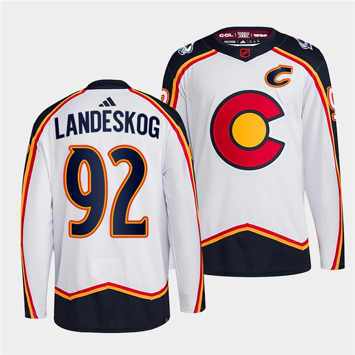 Personalized Men’s Colorado Avalanche #92 Gabriel Landeskog 2022-23 White Reverse Retro Stitched Jersey