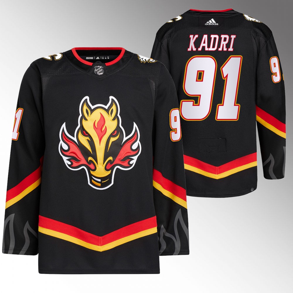 Personalized Men’s Calgary Flames #91 Nazem Kadri 2020-21 Black Reverse Retro Stitched Jersey