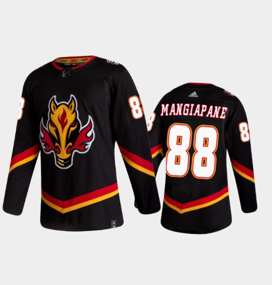 Personalized Men’s Calgary Flames #88 Andrew Mangiapane 2020-21 Black Reverse Retro Stitched Jersey