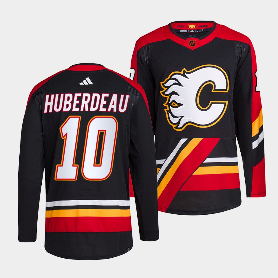 Personalized Men’s Calgary Flames #10 Jonathan Huberdeau Black 2022-23 Reverse Retro Stitched Jersey