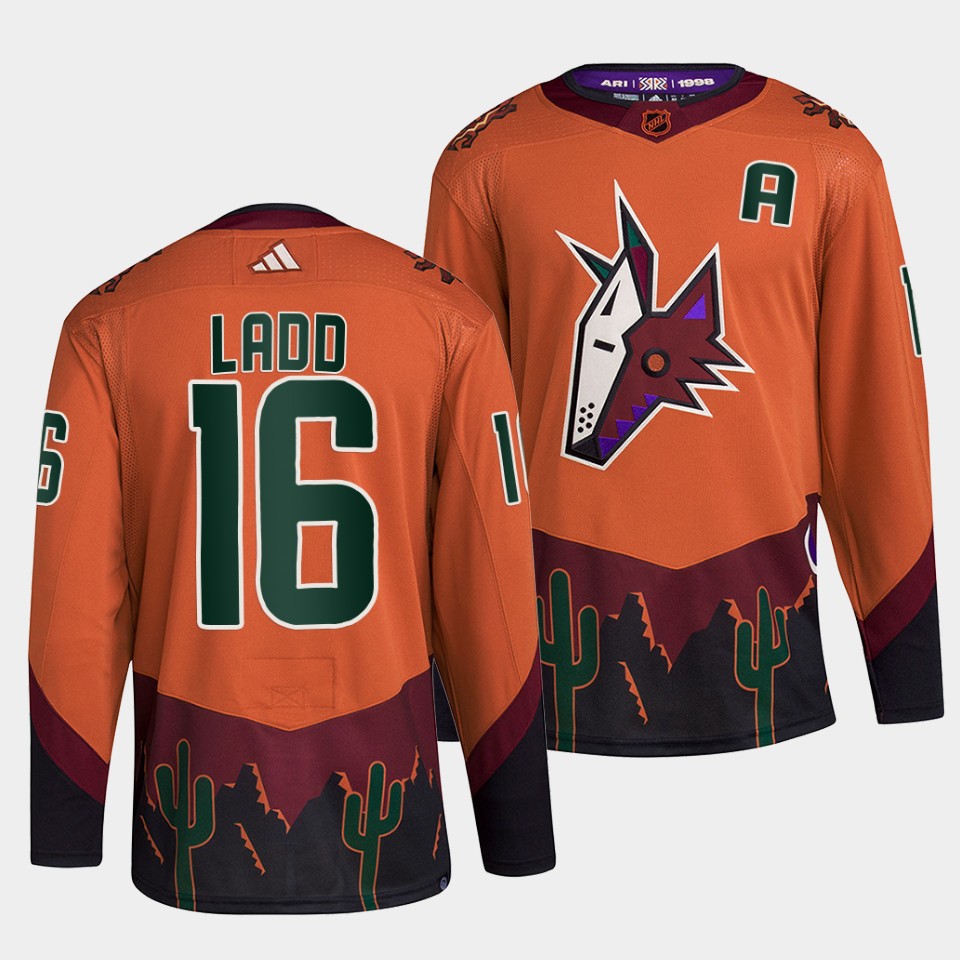 Personalized Men’s Arizona Coyotes #16 Andrew Ladd Orange 2022-23 Reverse Retro Stitched Jersey