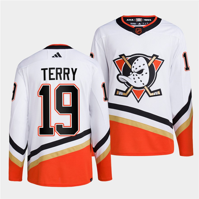 Personalized Men’s Anaheim Ducks #19 Troy Terry White 2022-23 Reverse Retro Stitched Jersey