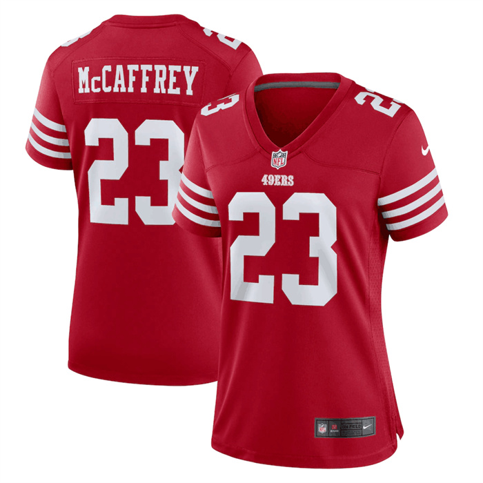 Personalized Women’s San Francisco 49ers #23 Christian McCaffrey Red Stitched Jersey(Run Small)