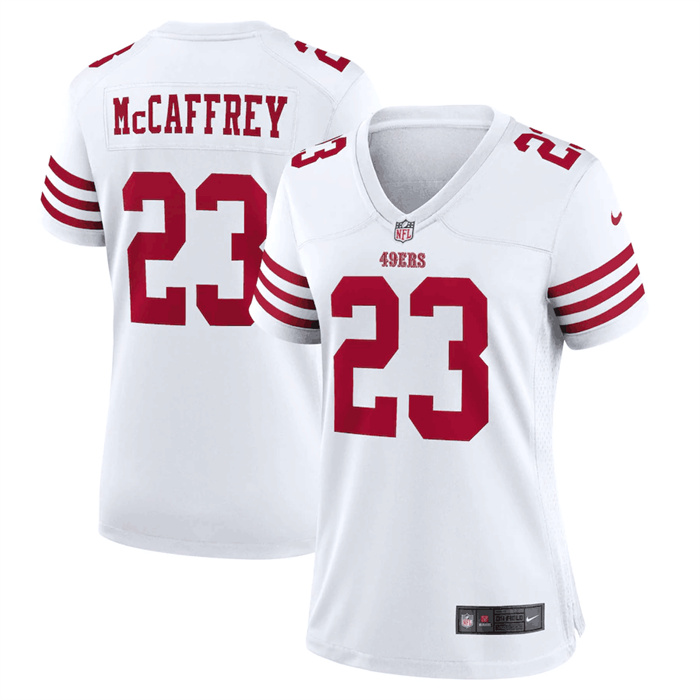 Personalized Women’s San Francisco 49ers #23 Christian McCaffrey White Stitched Jersey(Run Small)