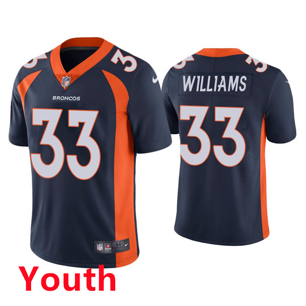 Personalized Youth Denver Broncos #33 Javonte Williams Navy Blue Jersey