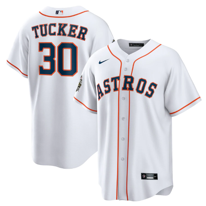 Personalized Men’s Houston Astros #30 Kyle Tucker White 2022 World Series Home Stitched Baseball Jersey