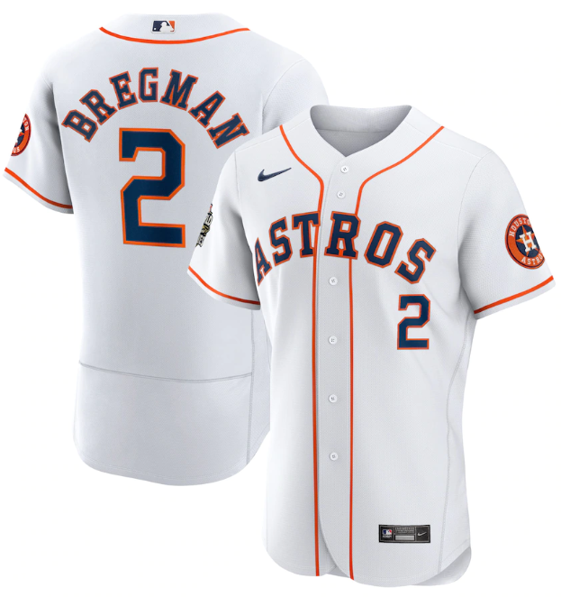 Personalized Men’s Houston Astros #2 Alex Bregman White 2022 World Series Flex Base Stitched Baseball Jersey