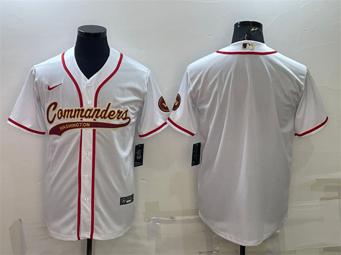 Personalized Men’s Washington Commanders Blank White With Patch Cool Base Stitched Baseball Jersey