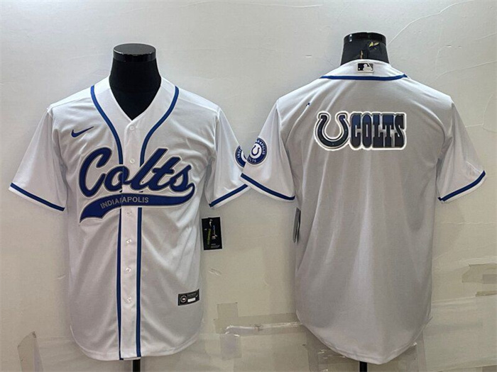 Personalized Men’s Indianapolis Colts White Team Big Logo With Patch Cool Base Stitched Baseball Jersey