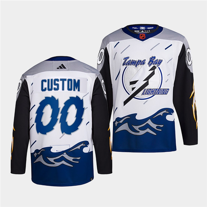 Personalized Men’s Tampa Bay Lightning White 2022 Reverse Retro Stitched Jersey