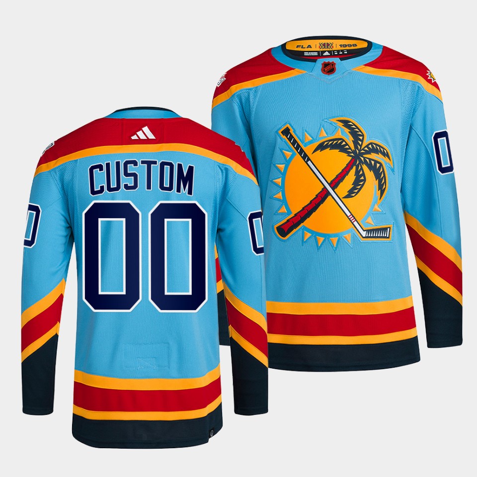 Personalized Men’s Florida Panthers Blue 2022 Reverse Retro Stitched Jersey