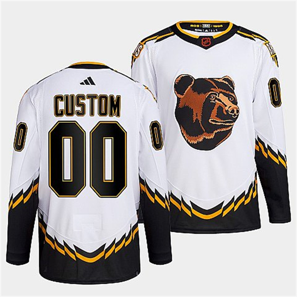 Personalized Men’s Boston Bruins White 2022 Reverse Retro Stitched Jersey