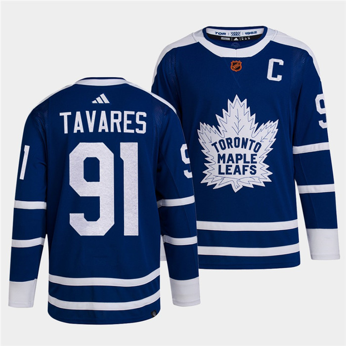 Personalized Men’s Toronto Maple Leafs Black #91 John Tavares Blue 2022 Reverse Retro Stitched Jersey