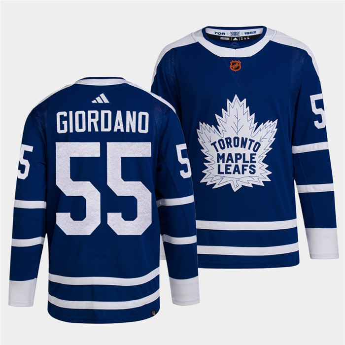 Personalized Men’s Toronto Maple Leafs Black #55 Mark Giordano Blue 2022 Reverse Retro Stitched Jersey