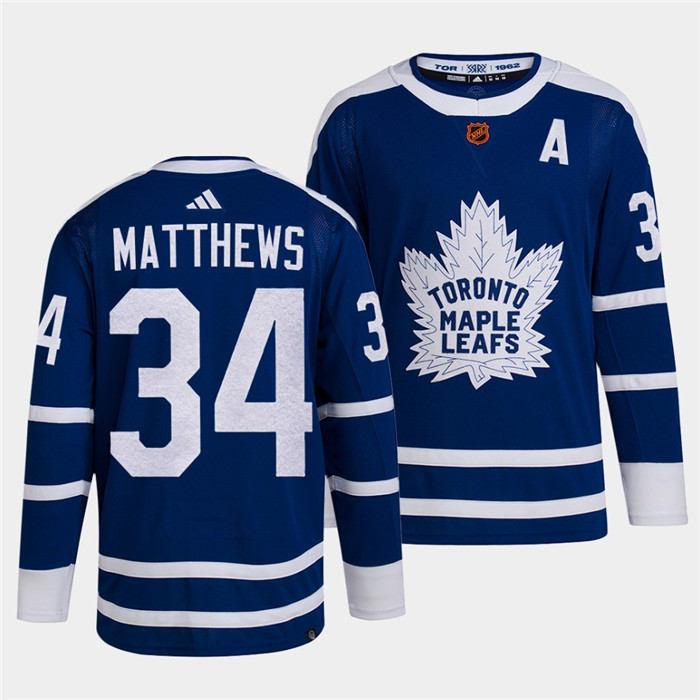 Personalized Men’s Toronto Maple Leafs Black #34 Auston Matthews Blue 2022 Reverse Retro Stitched Jersey