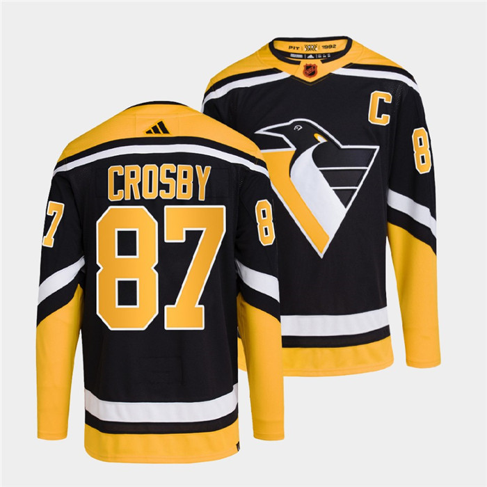 Personalized Men’s Pittsburgh Penguins #87 Sidney Crosby Black 2022 Reverse Retro Stitched Jersey