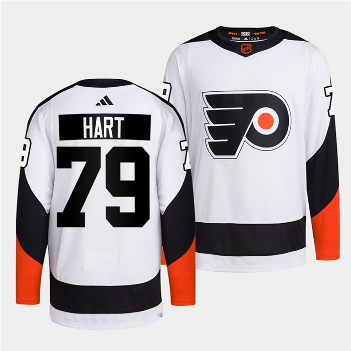 Personalized Men’s Philadelphia Flyers #79 Carter Hart White 2022 Reverse Retro Stitched Jersey