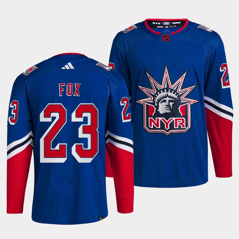 Personalized Men’s New York Rangers #23 Adam Fox Blue 2022 Reverse Retro Stitched Jersey