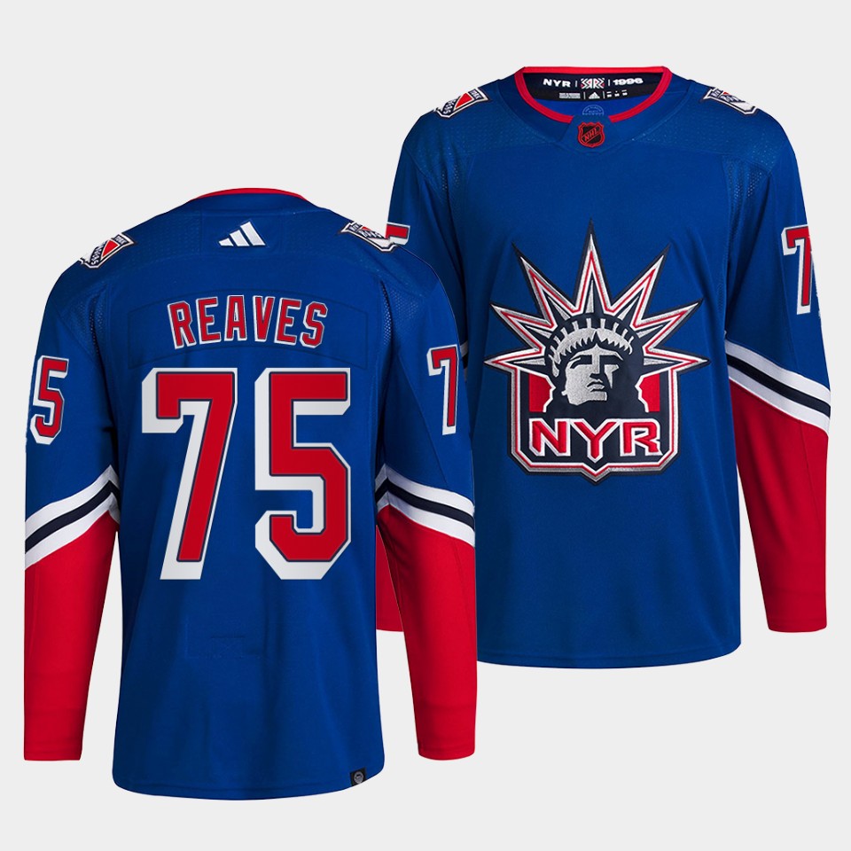 Personalized Men’s New York Rangers #75 Ryan Reaves Blue 2022 Reverse Retro Stitched Jersey