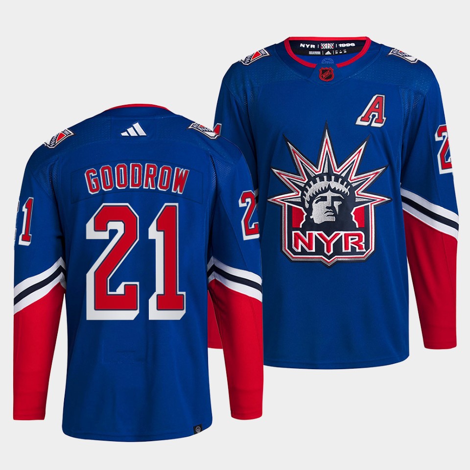 Personalized Men’s New York Rangers #21 Barclay Goodrow Blue 2022 Reverse Retro Stitched Jersey