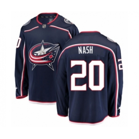 Personalized Men’s Columbus Blue Jackets #20 Riley Nash Authentic Navy Blue Home Fanatics Branded Breakaway NHL Jersey