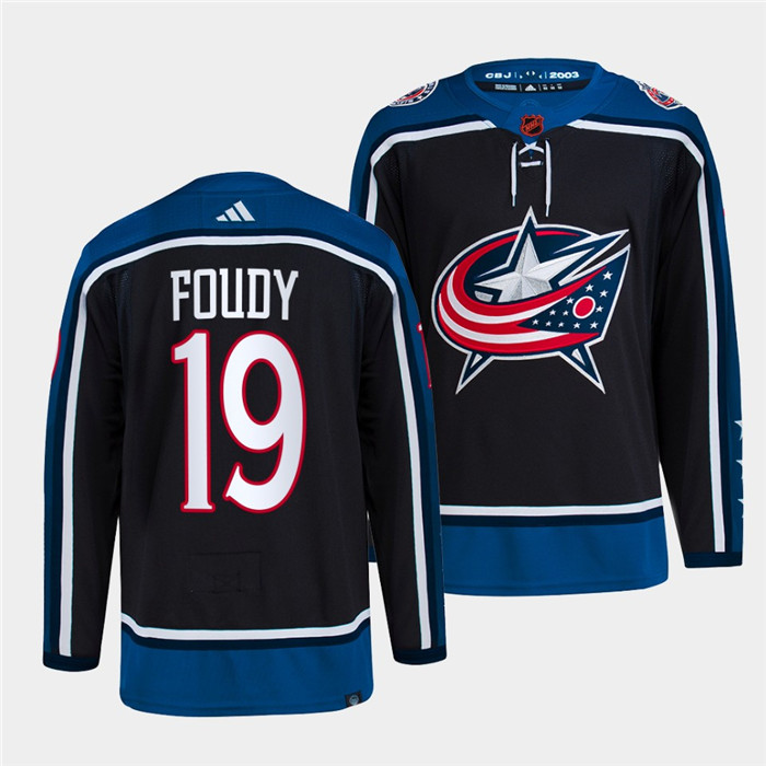 Personalized Men’s Columbus Blue Jackets #19 Liam Foudy Navy 2022 Reverse Retro Stitched Jersey
